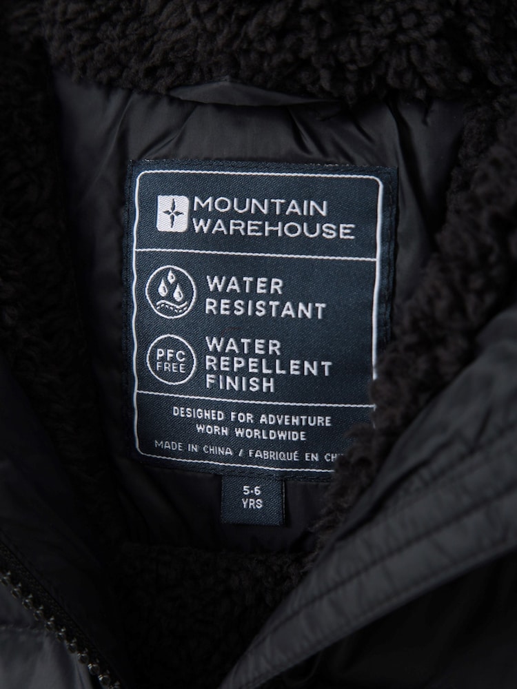 Mountain Warehouse Black Kids Seasons Water Resistant Faux Fur Lined Padded Jacket - Image 6 of 6
