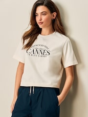 White Graphic Heavyweight Short Sleeve Crew Neck T-Shirt - Image 1 of 6