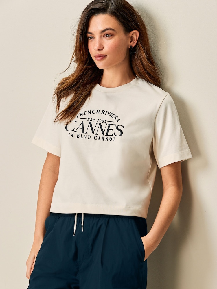 White Graphic Heavyweight Short Sleeve Crew Neck T-Shirt - Image 1 of 6