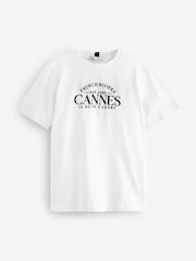 White Graphic Heavyweight Short Sleeve Crew Neck T-Shirt - Image 5 of 6