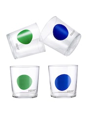 Benetton Set of 4 Blue/Green Water Tumblers Set of 4 Tall Tumbler Glasses - Image 2 of 4