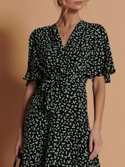 Jolie Moi Black Angel Sleeve Wrap Tie Front Maxi Dress - Image 6 of 6