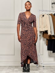 Jolie Moi Blue Print Viscose Frill Hem Maxi Dress - Image 3 of 6