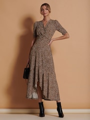 Jolie Moi – bedrucktes Maxikleid aus Viskose mit Rüschensaum - Bild 1 von 6