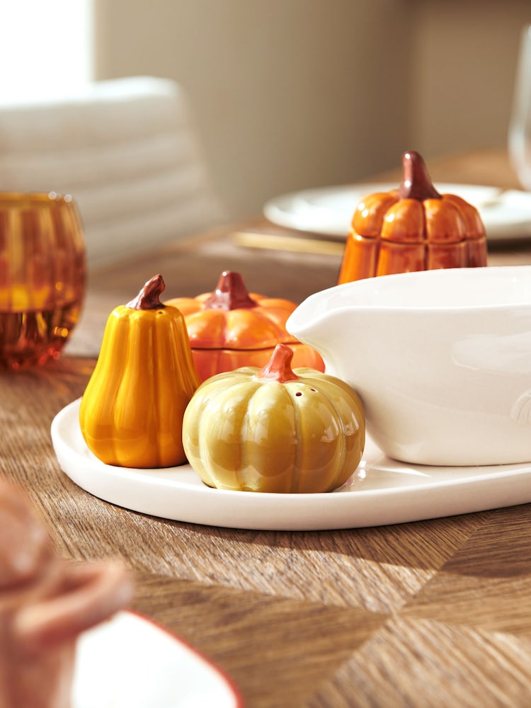 Orange Pumpkins Gravy Boat and Condiments Table Centre Piece Set - Image 2 of 7