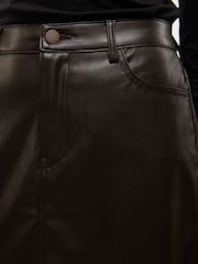 VERO MODA Brown Faux Leather Midi Skirt - Image 5 of 7
