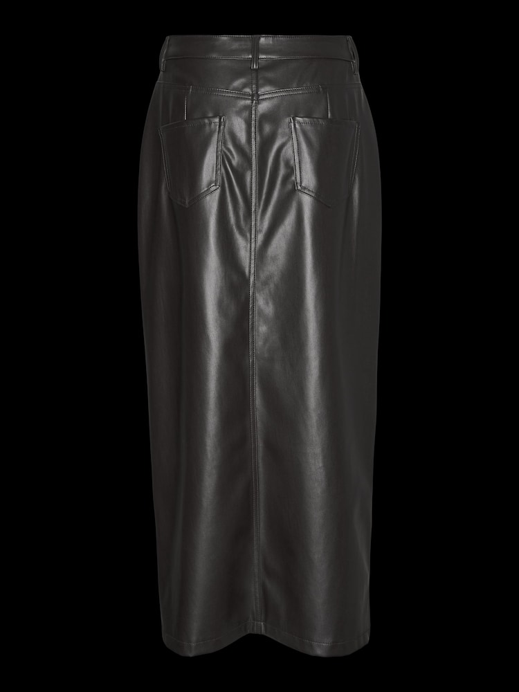 VERO MODA Brown Faux Leather Midi Skirt - Image 7 of 7
