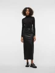 VERO MODA Black Faux Leather Belted Maxi Skirt - Image 3 of 6