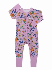 Bonds Leuchtend pinker Schlafanzug mit Blumenmuster und Reissverschluss​​​​​​​ - Bild 1 von 4