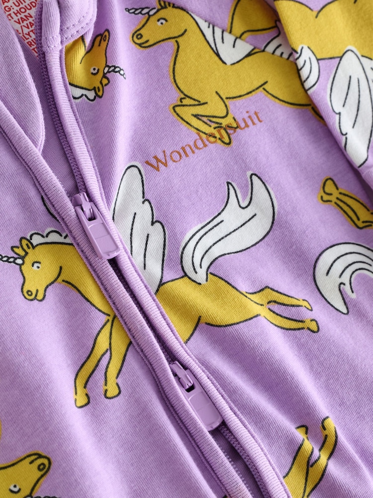 Bonds Purple Magical Unicorn Print Zip Sleepsuit - Image 4 of 4