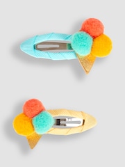 JoJo Maman Bébé Multi 2-Pack Ice Cream Pom Pom Hair Clips - Image 1 of 2