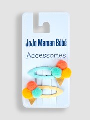 JoJo Maman Bébé Multi 2-Pack Ice Cream Pom Pom Hair Clips - Image 2 of 2