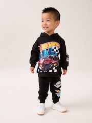 Black Hot Wheets 100% Cotton Jersey Hoodie and Joggers Set (9mths-8yrs) - Image 1 of 7