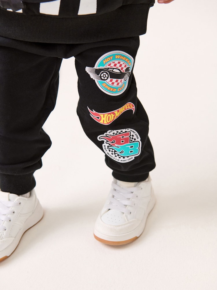Black Hot Wheets 100% Cotton Jersey Hoodie and Joggers Set (9mths-8yrs) - Image 3 of 7