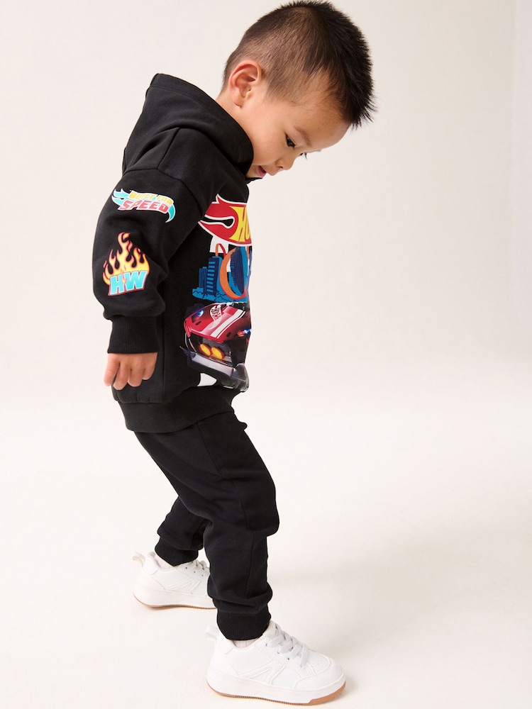 Black Hot Wheets 100% Cotton Jersey Hoodie and Joggers Set (9mths-8yrs) - Image 4 of 7