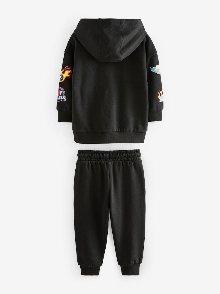 Black Hot Wheets 100% Cotton Jersey Hoodie and Joggers Set (9mths-8yrs) - Image 6 of 7