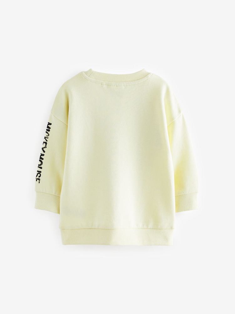 Ecru Cream Paint Spray Mickey Mouse Crew Neck Sweatshirt (3mths-8yrs) - Image 2 of 3