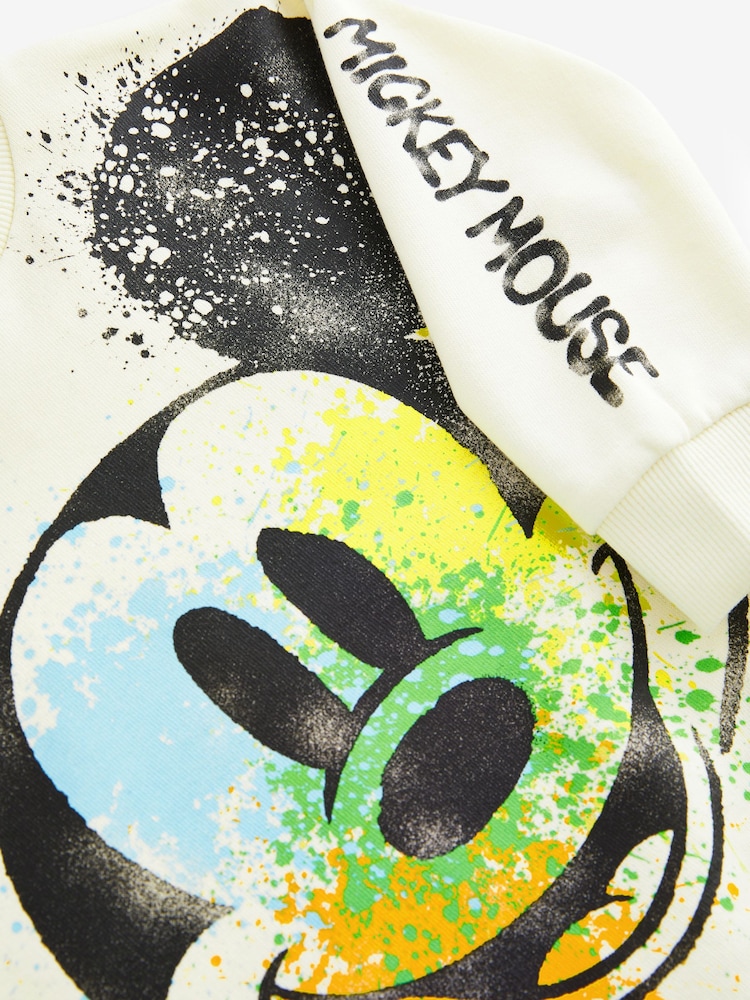 Ecru Cream Paint Spray Mickey Mouse Crew Neck Sweatshirt (3mths-8yrs) - Image 3 of 3