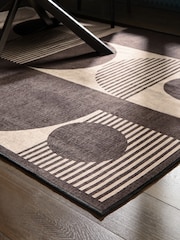 Monochrome Washable Pebla Geometric Shapes Rug - Image 2 of 6