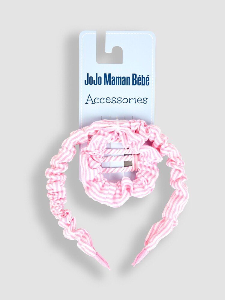Conjunto de diadema, pinzas y coletero a rayas de Jojo Maman Bébé - Imagen 1 de 5
