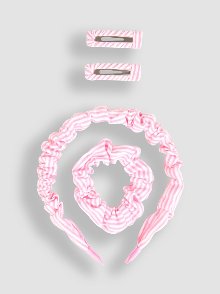 Conjunto de diadema, pinzas y coletero a rayas de Jojo Maman Bébé - Imagen 2 de 5