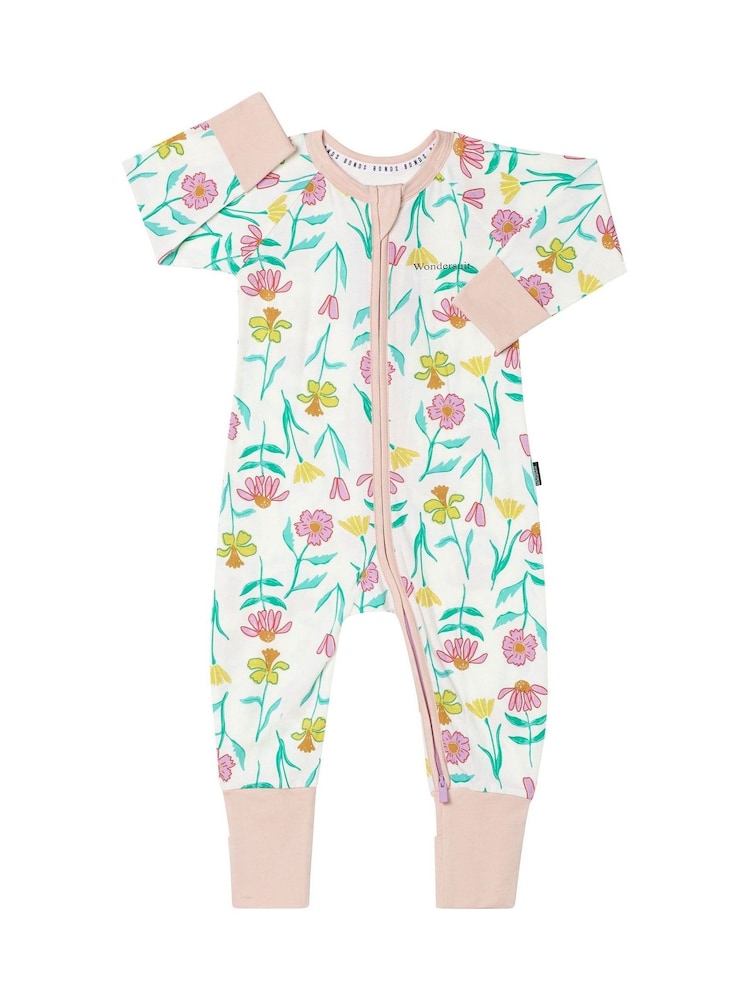 Bonds Cream Pretty Floral Print Zip Sleepsuit - Image 1 of 2 Bonds Cream Pretty Floral Print Zip Sleepsuit - Image 1 of 2