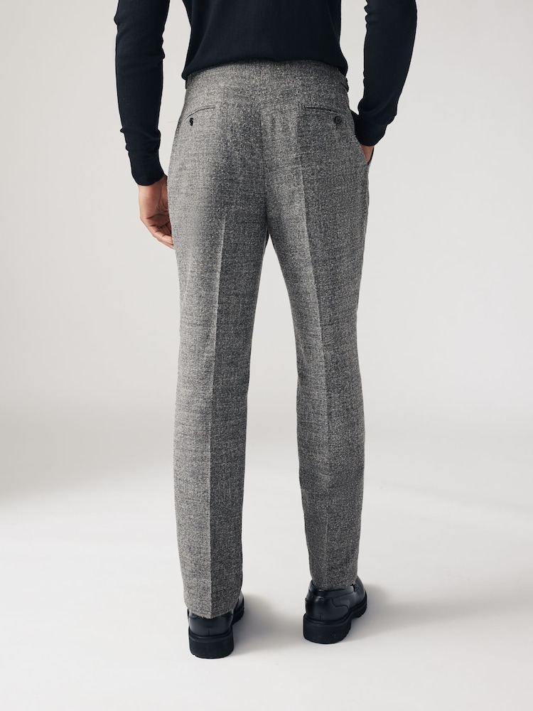 Grey Slim Fit Bouclé Texture Suit Trousers - Image 2 of 9