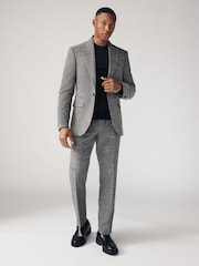 Grey Slim Fit Bouclé Texture Suit Trousers - Image 3 of 9
