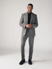 Grey Slim Fit Bouclé Texture Suit Jacket - Image 2 of 10
