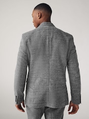 Grey Slim Fit Bouclé Texture Suit Jacket - Image 3 of 10