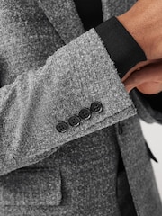 Grey Slim Fit Bouclé Texture Suit Jacket - Image 5 of 10