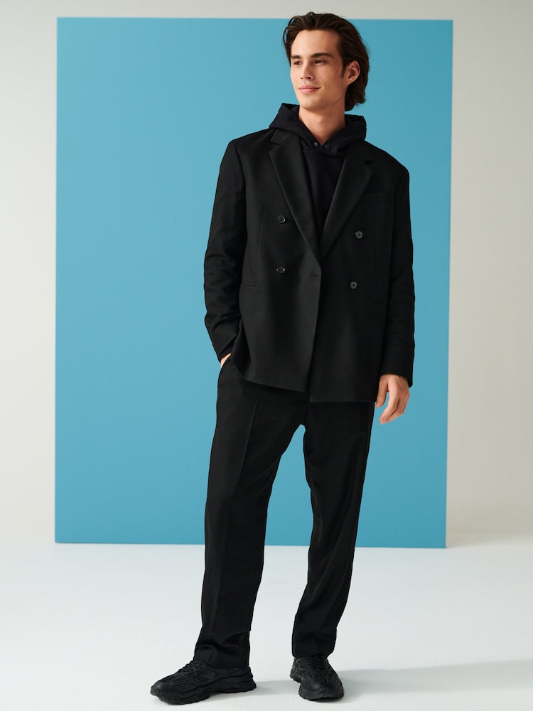 Black EDIT Relaxed Fit Textured Suit: Trousers - Image 2 of 8