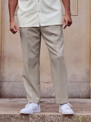 Neutral Slim Fit Waffle Texture Suit Trousers - Image 2 of 9