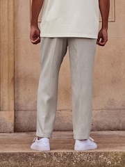 Neutral Slim Fit Waffle Texture Suit Trousers - Image 3 of 9