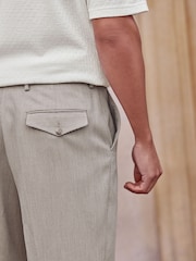 Neutral Slim Fit Waffle Texture Suit Trousers - Image 4 of 9