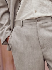Neutral Slim Fit Waffle Texture Suit Trousers - Image 5 of 9