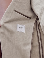 Neutral Slim Fit Waffle Texture Suit Jacket - Image 5 of 10