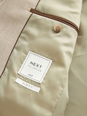 Neutral Slim Fit Waffle Texture Suit Jacket - Image 9 of 10