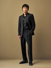 Black Slim Fit Stripe Suit: Trousers - Image 2 of 8