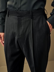 Black Slim Fit Stripe Suit: Trousers - Image 4 of 8