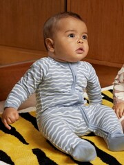 Bonds Blue Wavy Stripe Zip Sleepsuit - Image 1 of 3