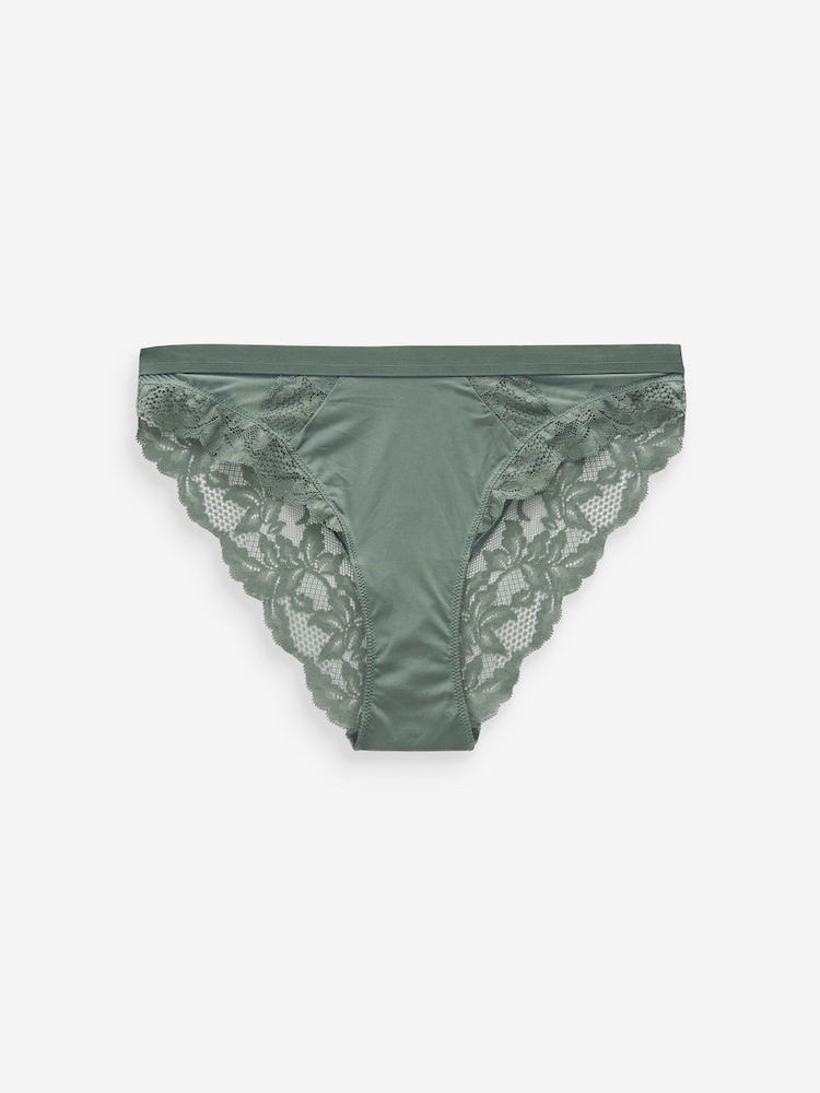 Red Floral Print/Green Lace Trim High Leg Knickers 2 Pack - Image 12 of 12