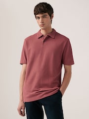 Pink Textured Short Sleeve Polo Shirt - Image 1 of 7
