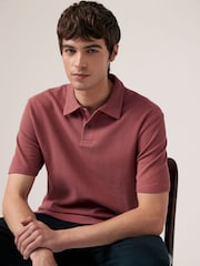 Pink Textured Short Sleeve Polo Shirt - Image 2 of 7