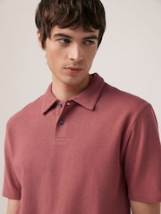 Pink Textured Short Sleeve Polo Shirt - Image 4 of 7