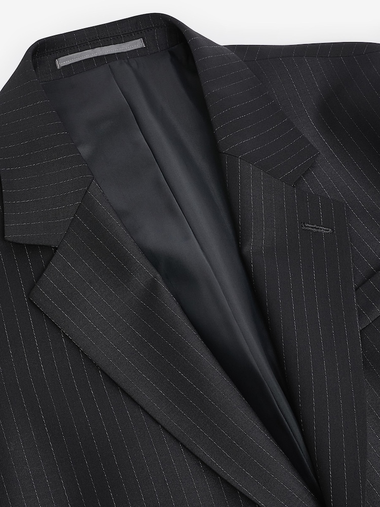 Negru - Sacou pentru costum cu croială slim și dungi - Image 7 of 10