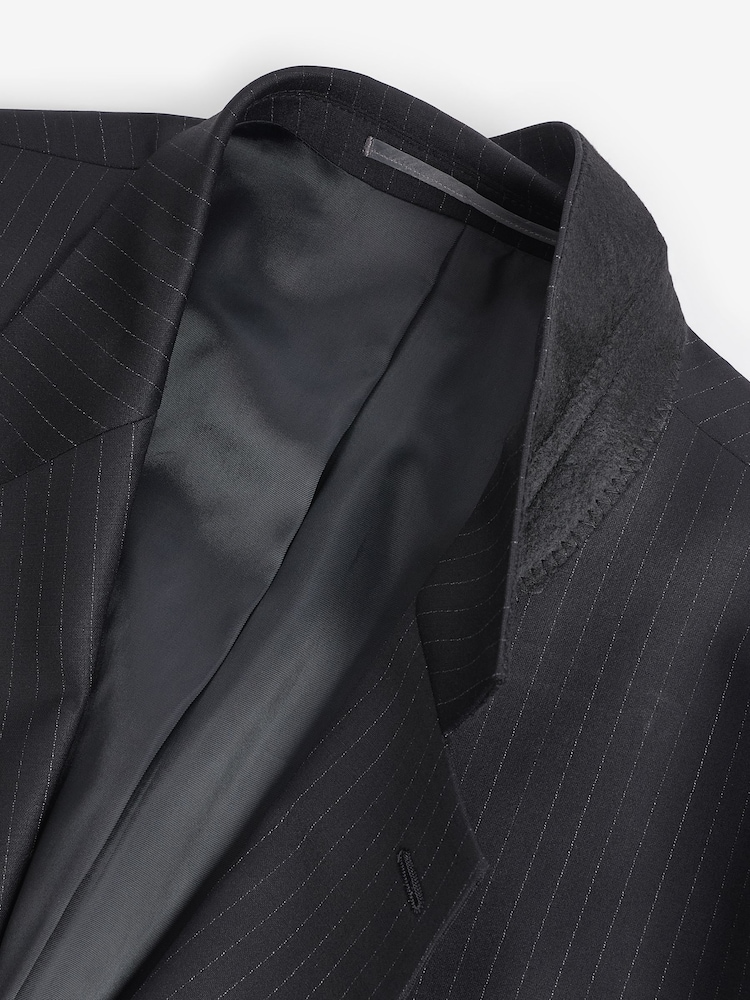 Negru - Sacou pentru costum cu croială slim și dungi - Image 8 of 10