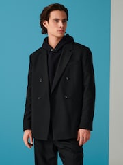 Black EDIT Relaxed Fit Textured Suit: Jacket - Image 1 of 10