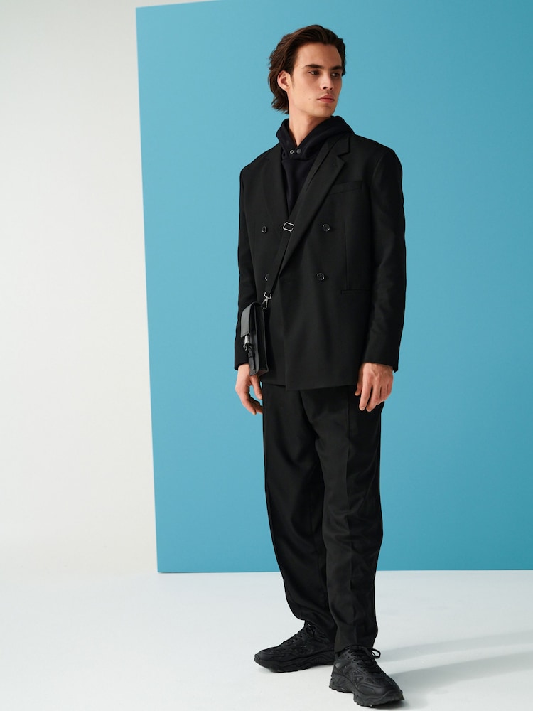 Black EDIT Relaxed Fit Textured Suit: Jacket - Image 2 of 10