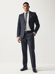 Navy Blue Tailored Fit Stripe Suit Trousers - Image 1 of 9